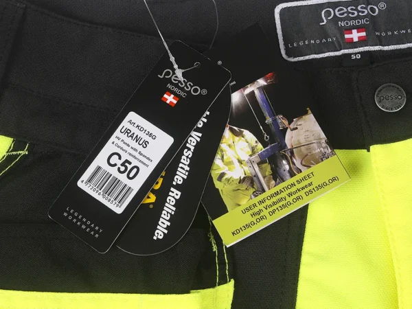 Darbo kelnės Pesso URANUS Flexpro KD135G, HI-VIS geltona | darborubai.lt