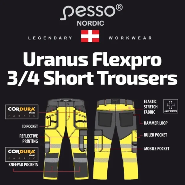 Darbo bridžai Pesso URANUS Flexpro KB135G, geltoni | darborubai.lt