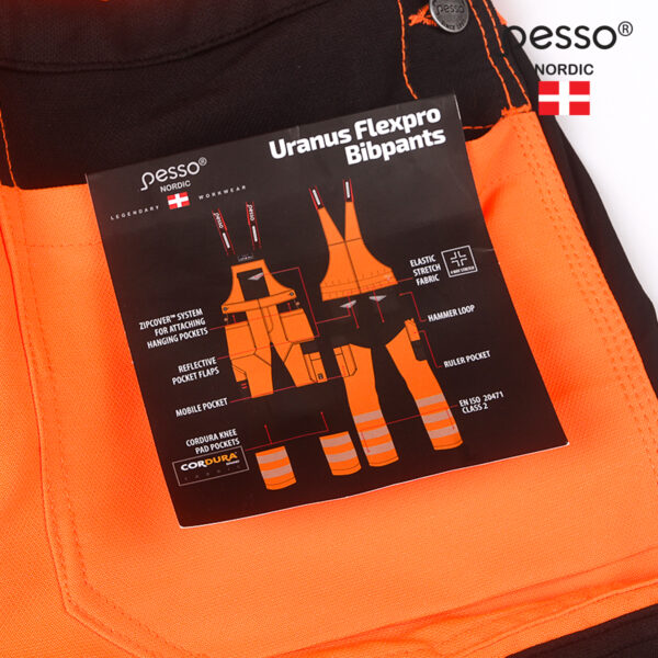 Workwear bibpants Pesso Uranus Flexpro DP135OR, orange